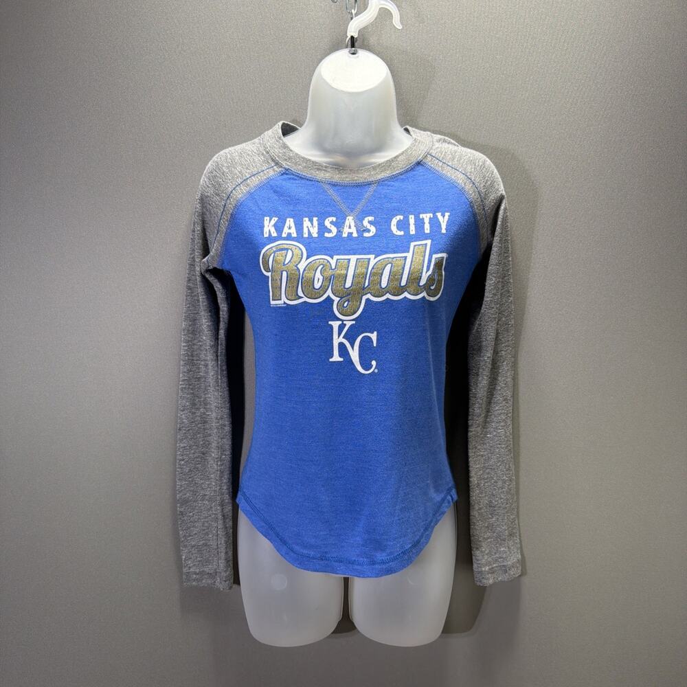 Soft As A Grape Kansas City Royals Womens T-Shirt Blue Long Sleeve Size S